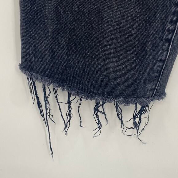 Denim Forum Farrah Jean High Rise Wide Leg Organic Cotton Frayed Black Womens 26 - Picture 5 of 12